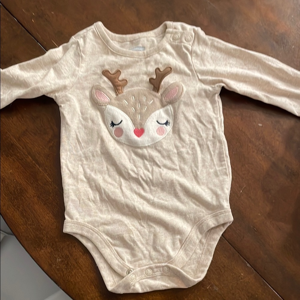 Adorable Cream Deer Baby Onesie